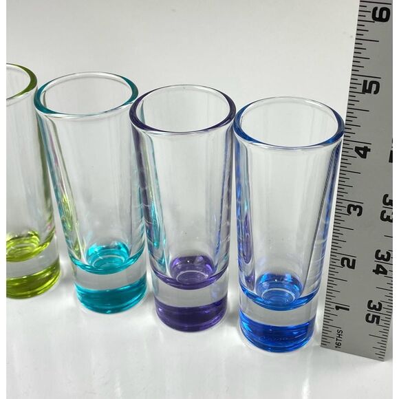 Vtg Libbey Crisa Shot Glasses Tequila Shooters Heavy Bottom Clear Multicolor (6) - Picture 3 of 5